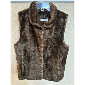 VTG Faux Fur Vest Size S La Maison de la Fausse Fourrure Brown Lined 90s France
